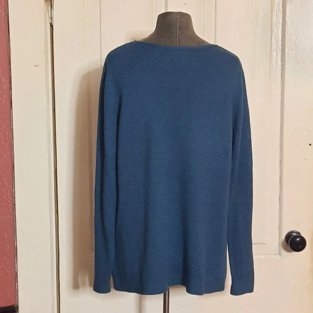 Old Navy Blue Tunic Lightweight Sweater Side Slits Soft Knit Layering, XL - Picture 3 of 10